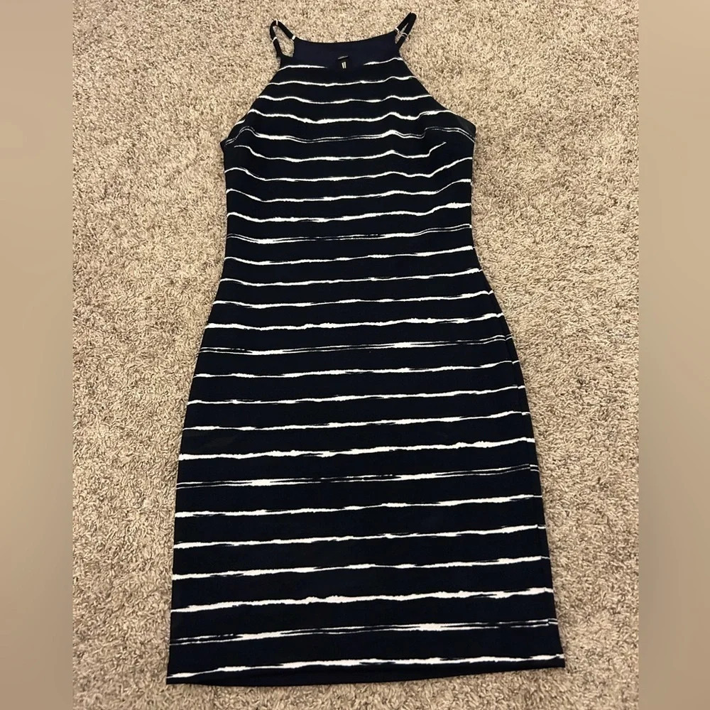 Navy and white stripe dress